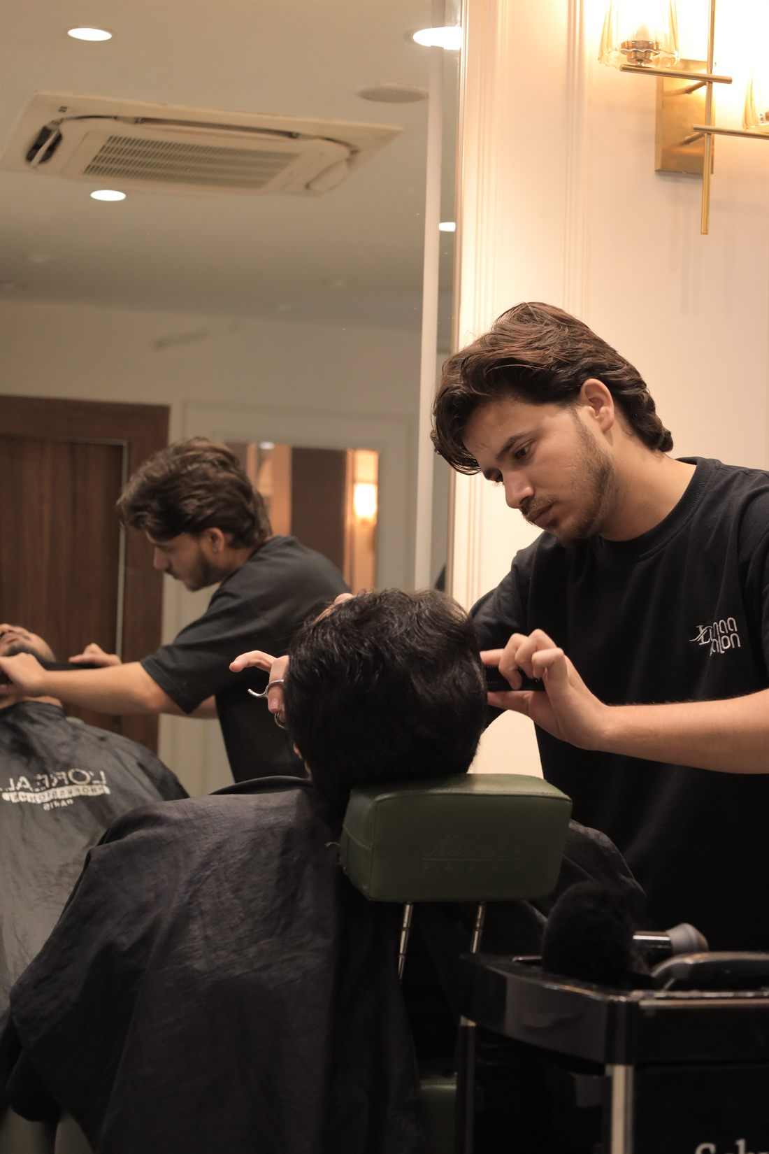 Men's grooming in session